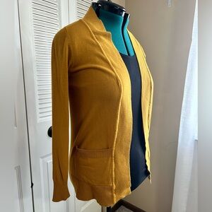 Cielo Mustard Open Front Cardigan Women’s Large Lightweight Knit Sweater